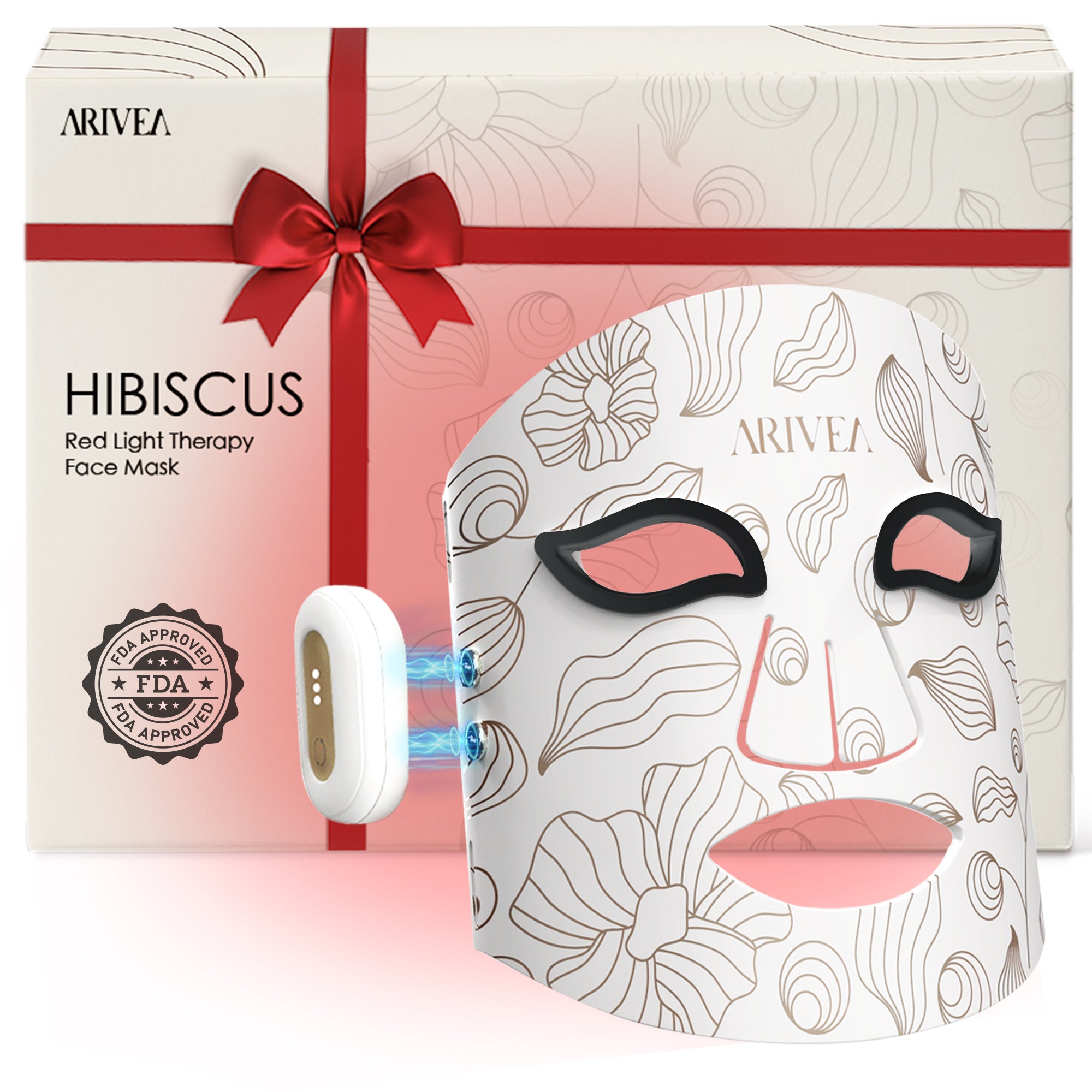Arivea - Wireless Red Light Therapy Mask for Face, Rechargeable NIR LE