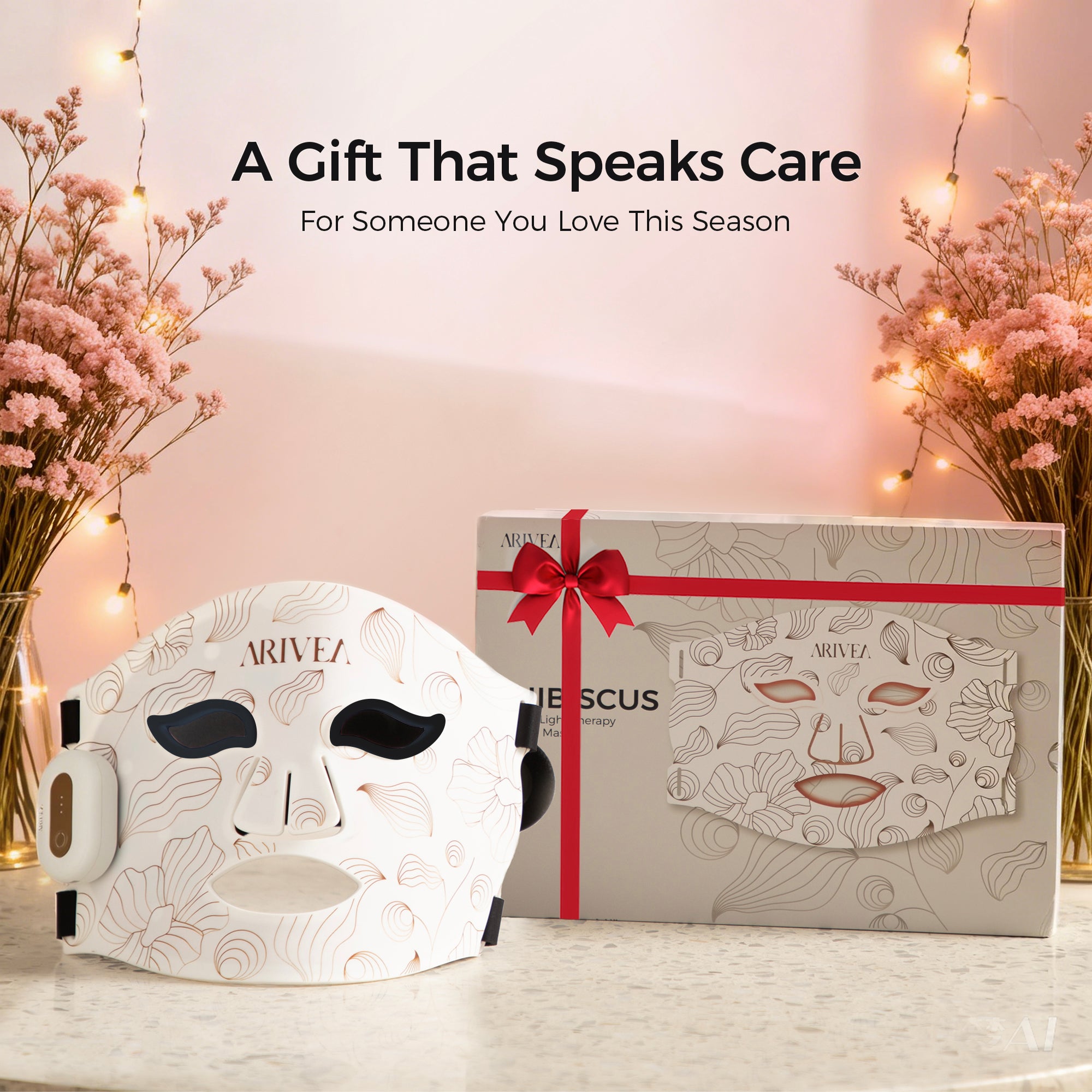 Arivea - Wireless Red Light Therapy Mask for Face, Rechargeable NIR LE