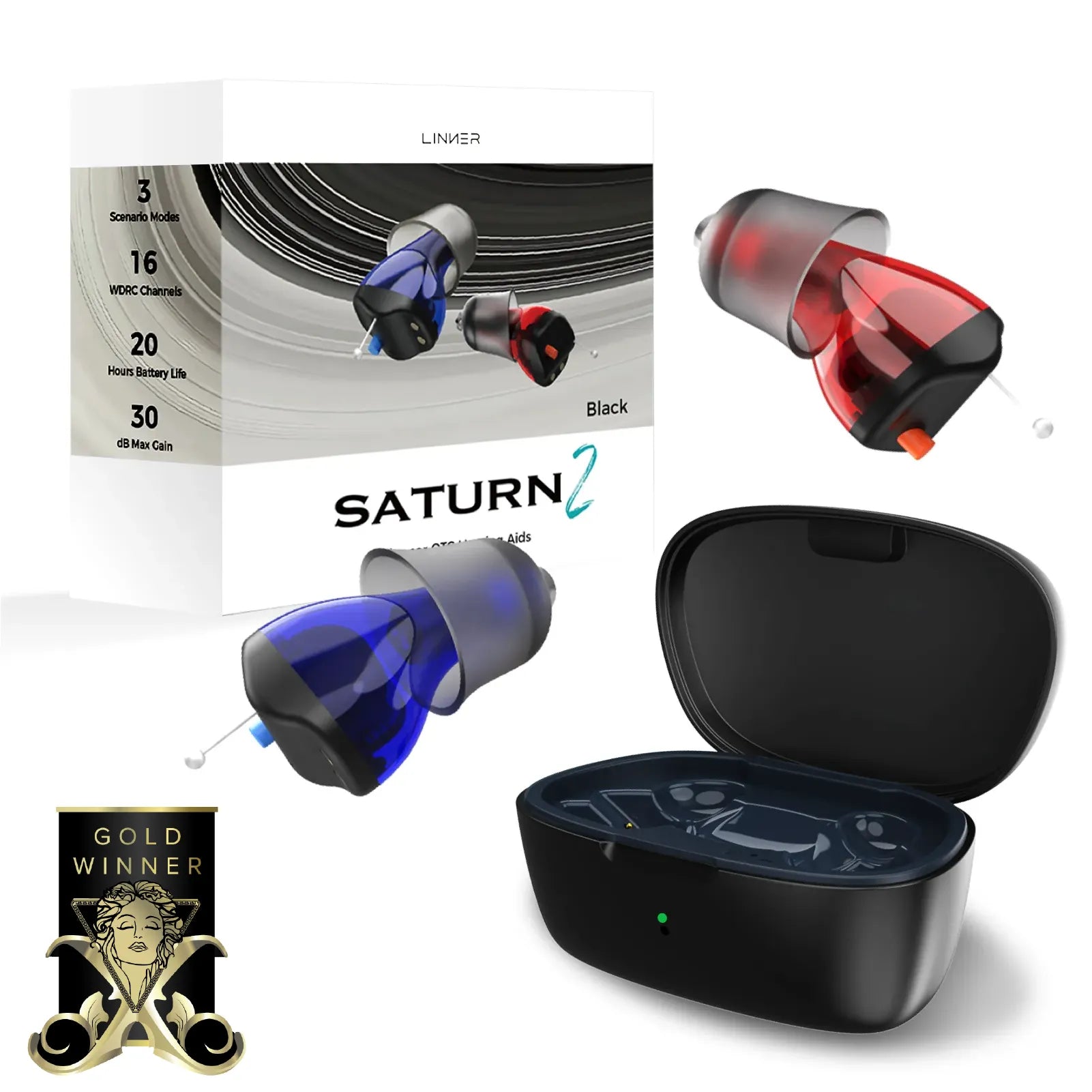 Linner Saturn Series mini-CIC OTC Hearing Aids
