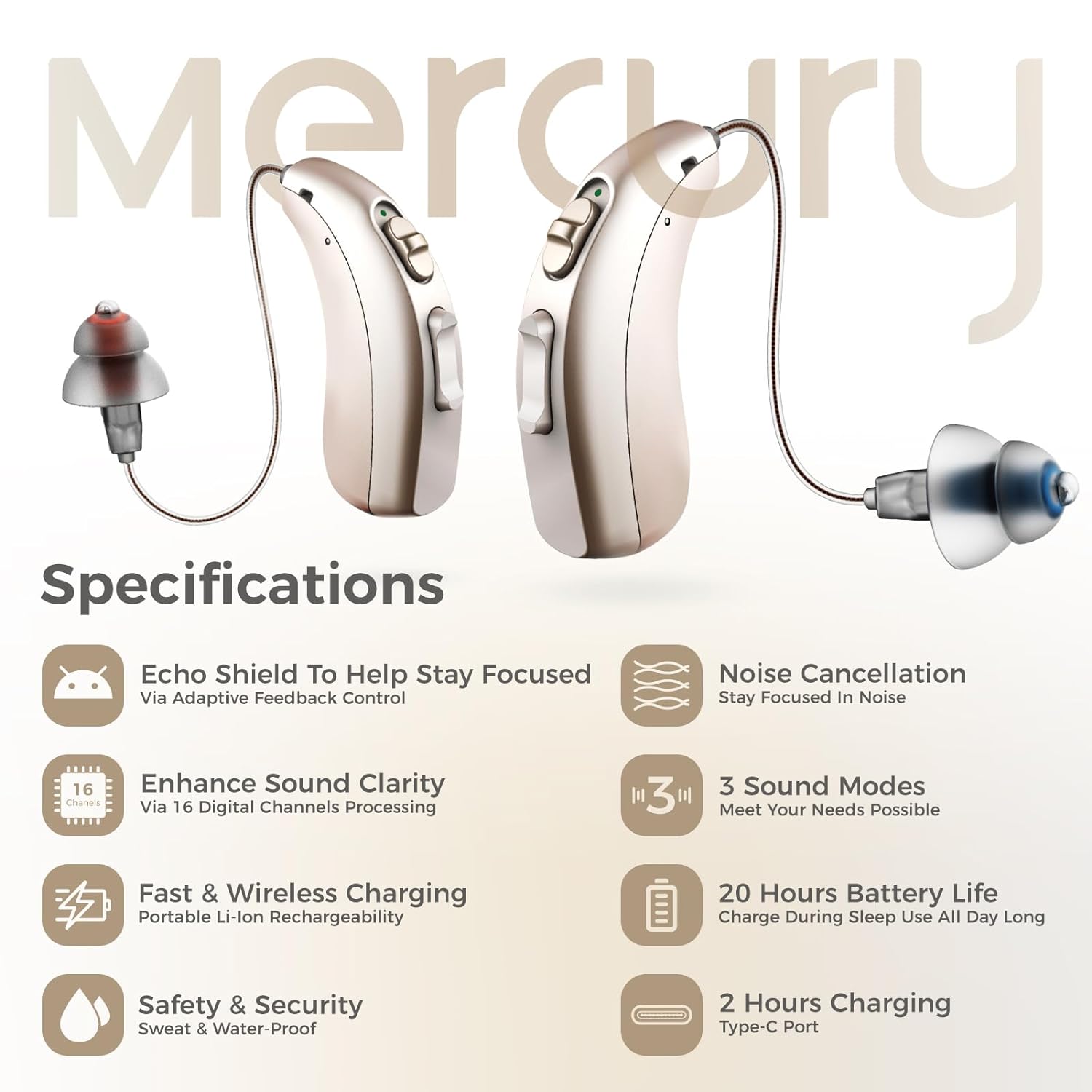 Linner Mercury OTC Hearing Aids [FSA & HSA Eligible]